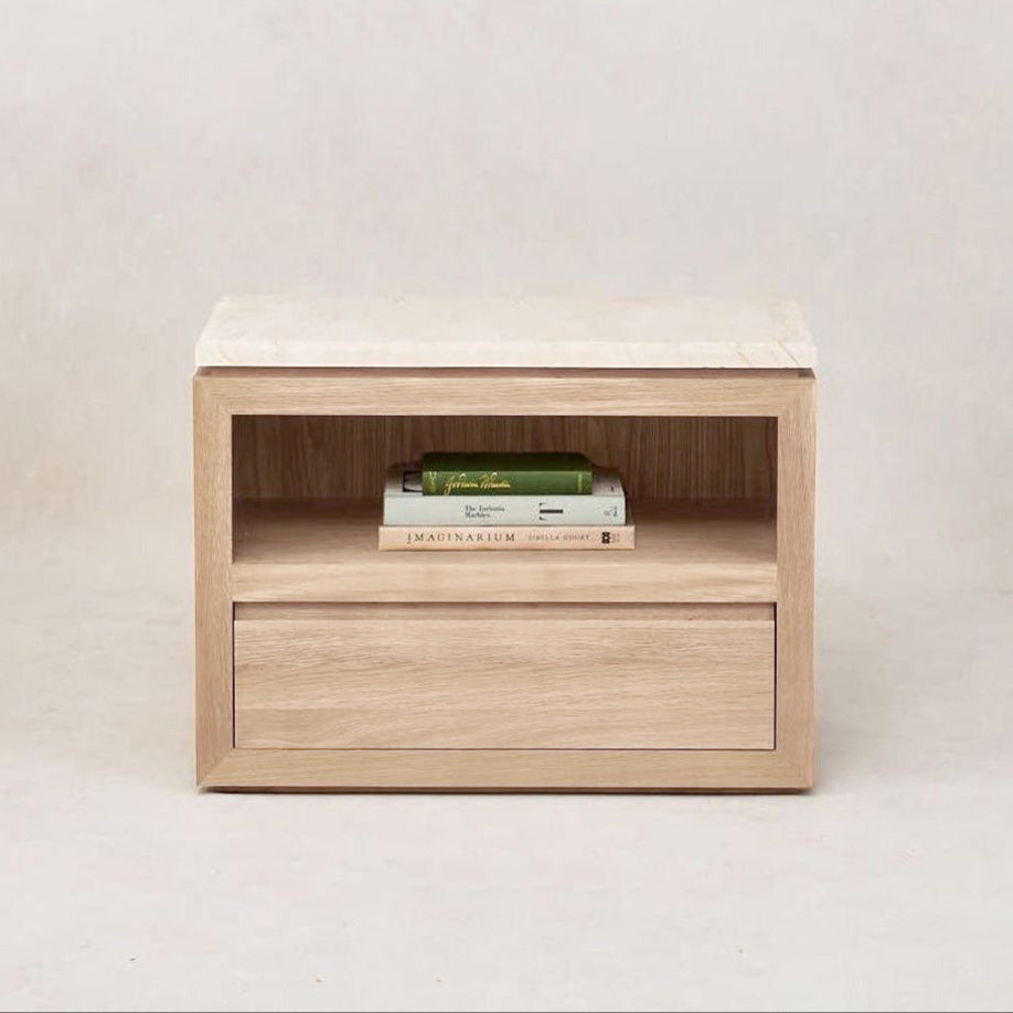 Table de chevet en marbre Sofita - Chêne blanc