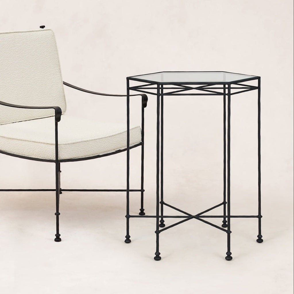 Table basse d'extérieur en verre Provence