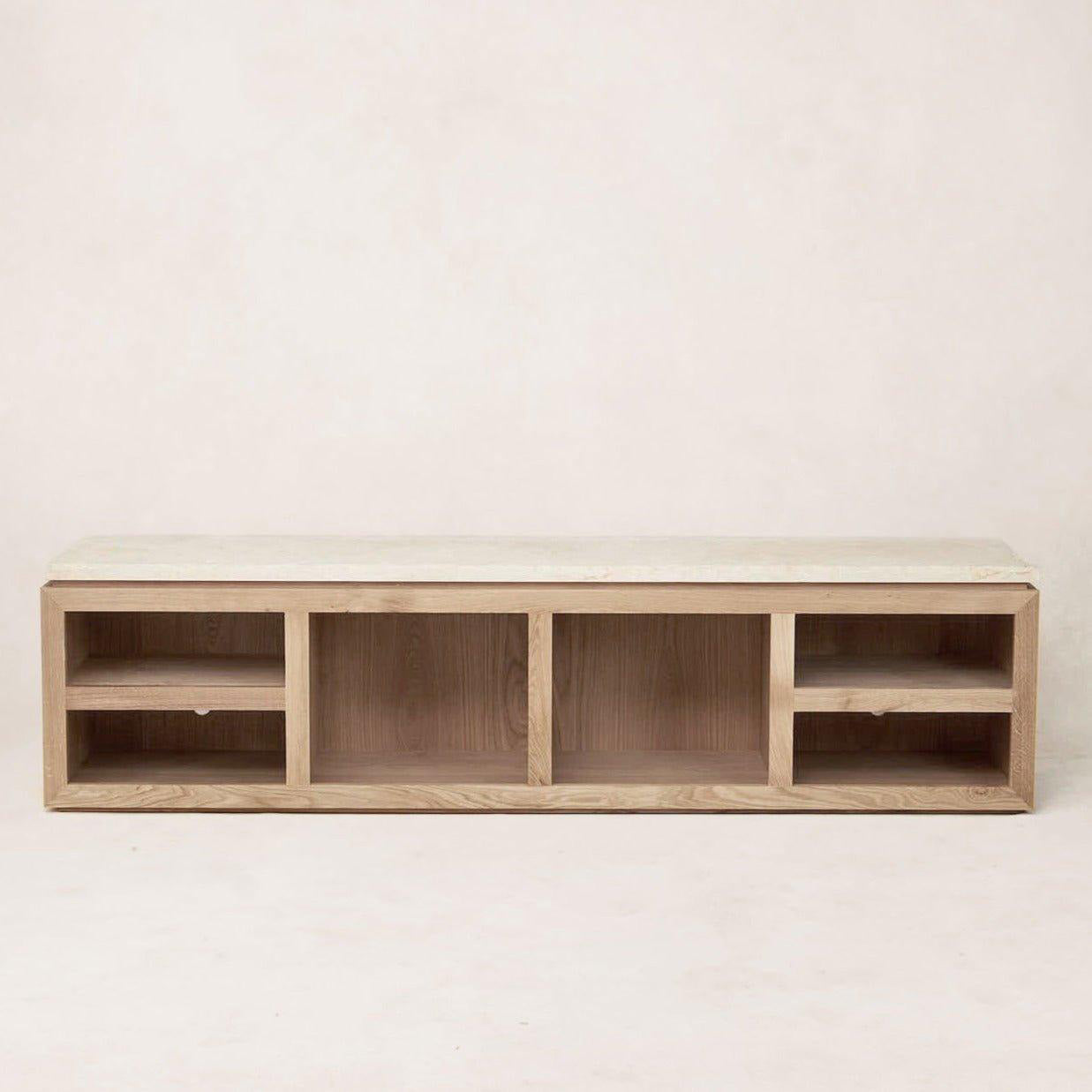 Console multimédia en marbre Sofita - Chêne blanc