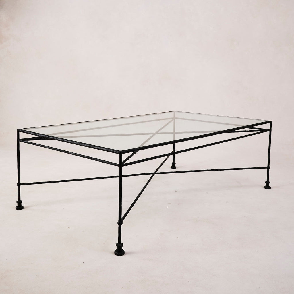 Table basse rectangulaire d'extérieur en verre Provence