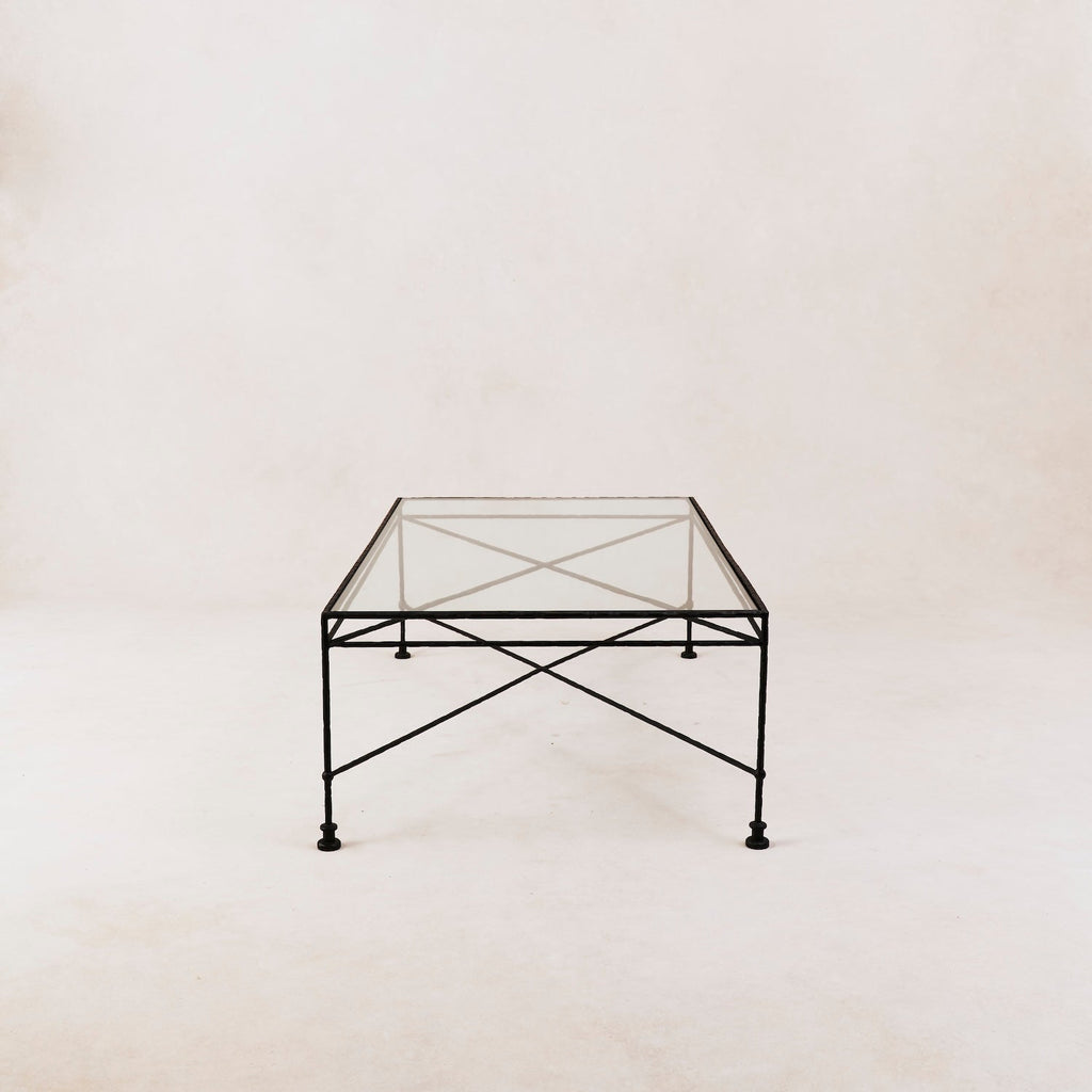Table basse rectangulaire d'extérieur en verre Provence