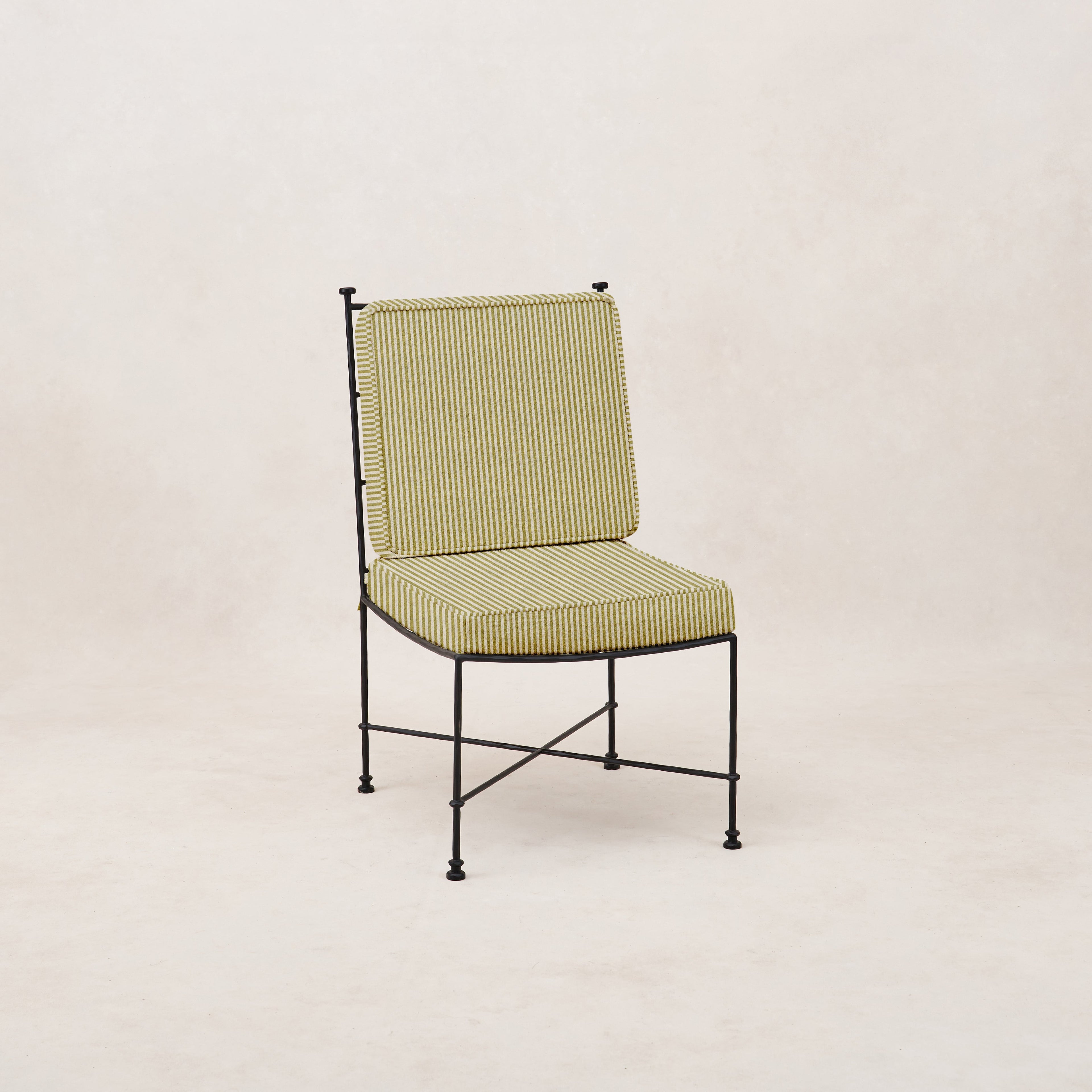 Chaise de salle à manger d'extérieur sans accoudoirs Provence - Rayures olive