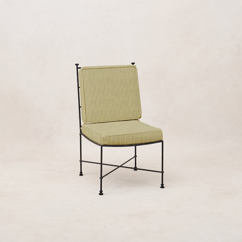 Chaise de salle à manger d'extérieur sans accoudoirs Provence - Rayures olive