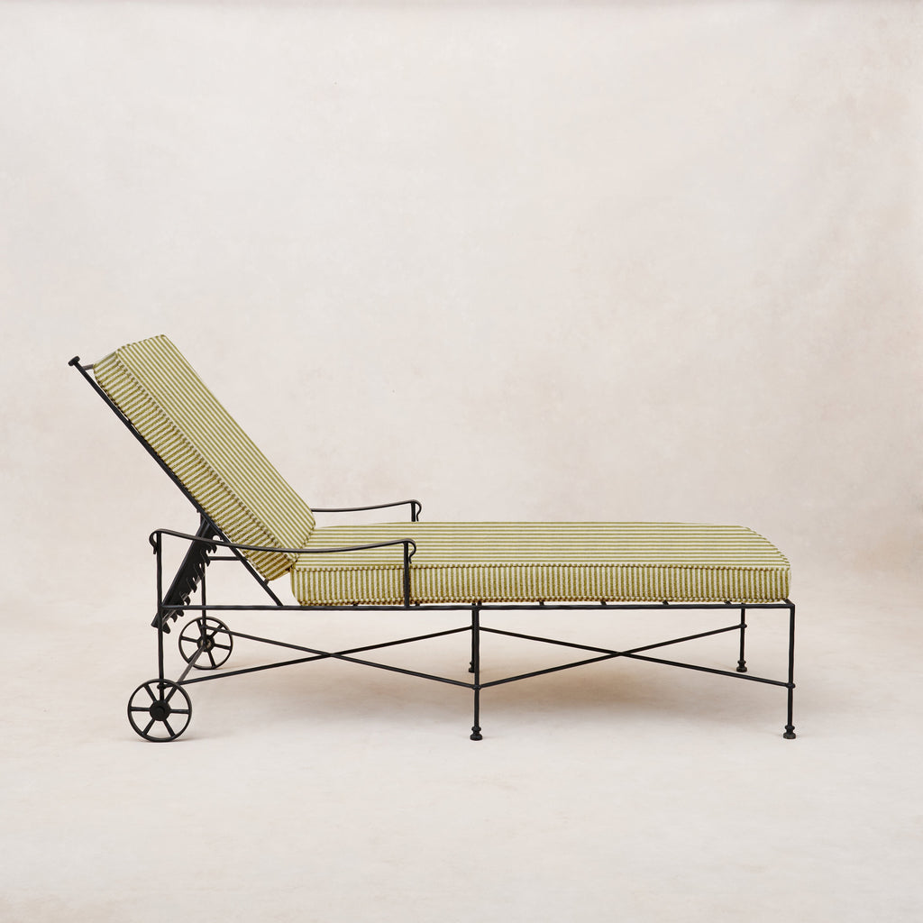 Chaise longue d'extérieur Provence - Rayures olive