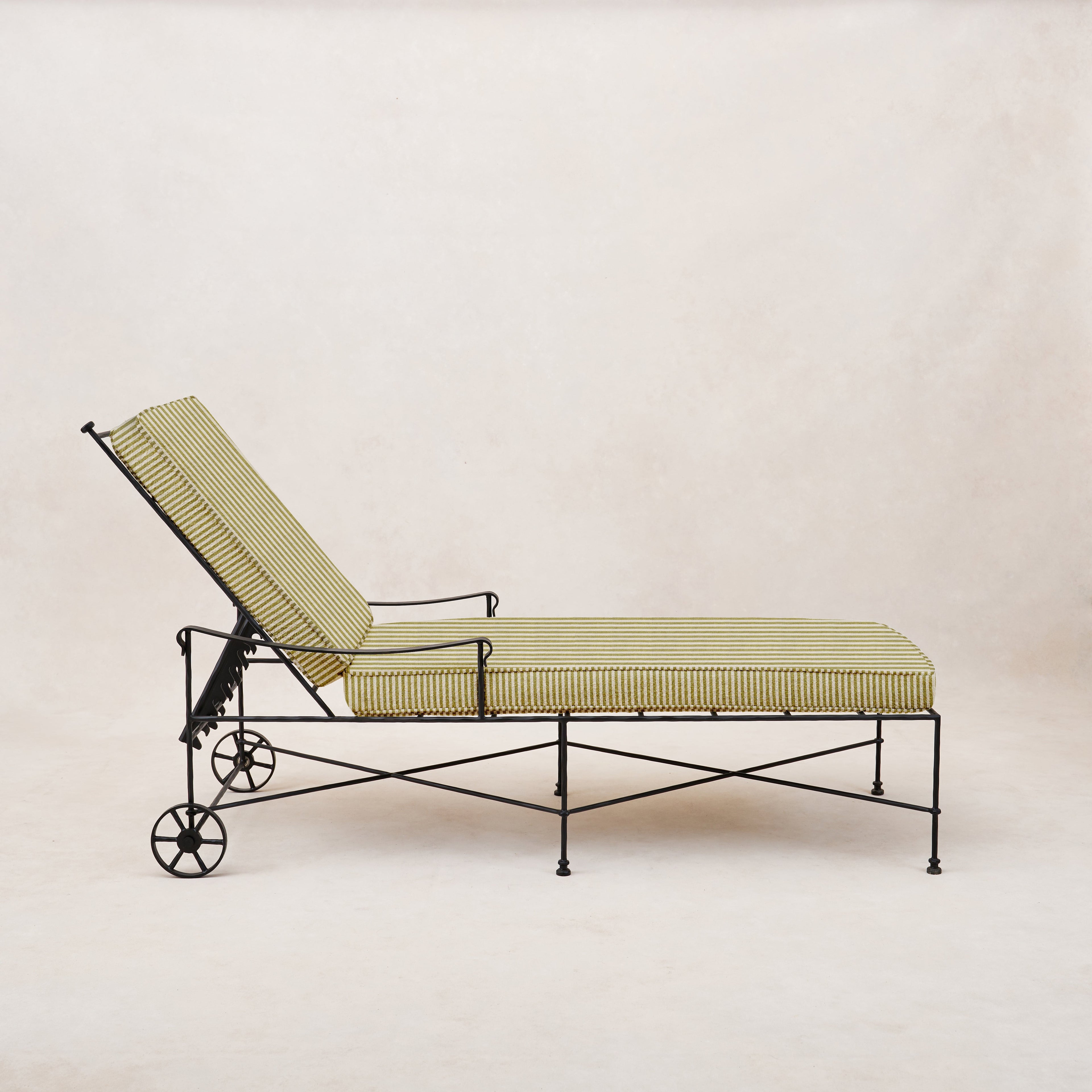 Chaise longue d'extérieur Provence - Rayures olive