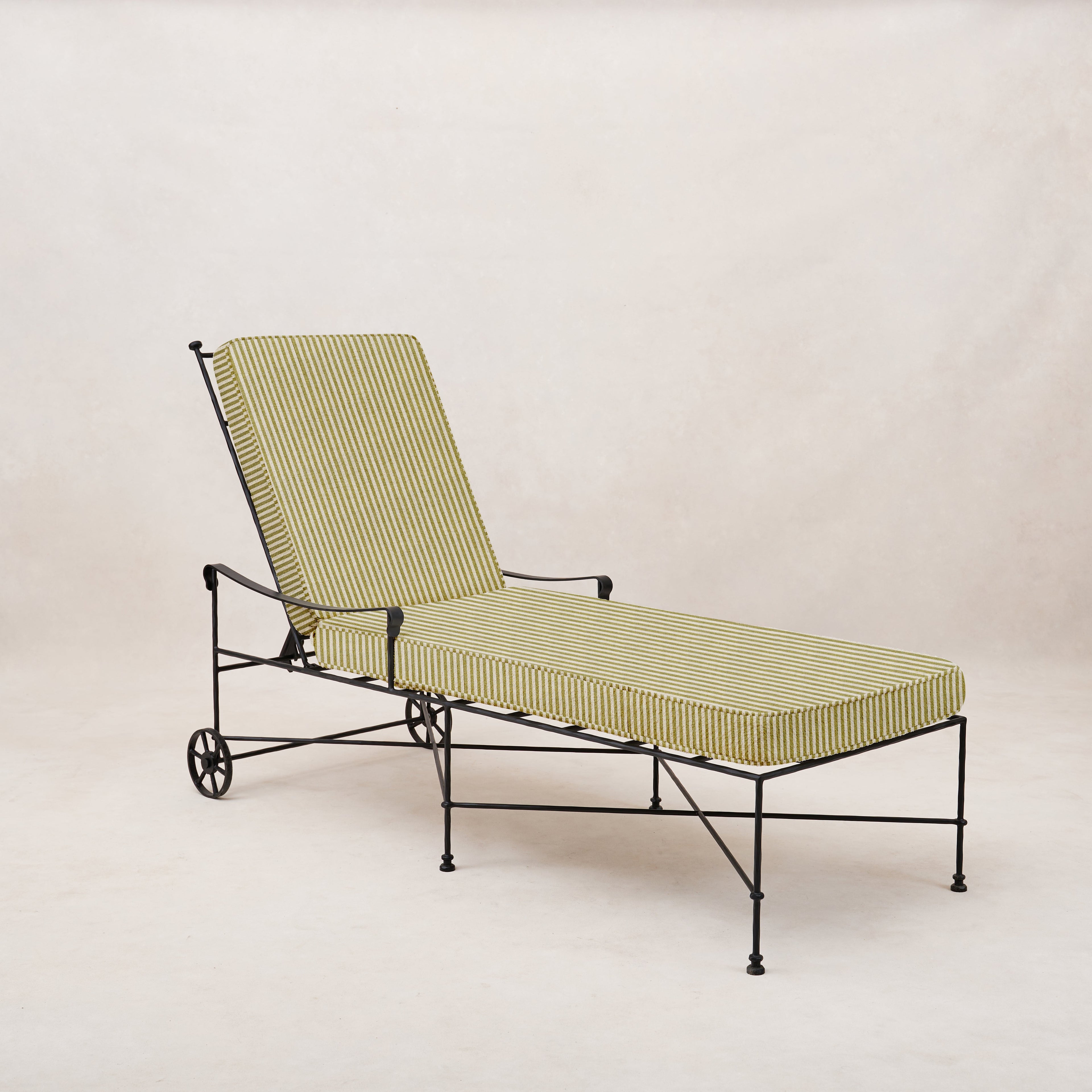 Chaise longue d'extérieur Provence - Rayures olive