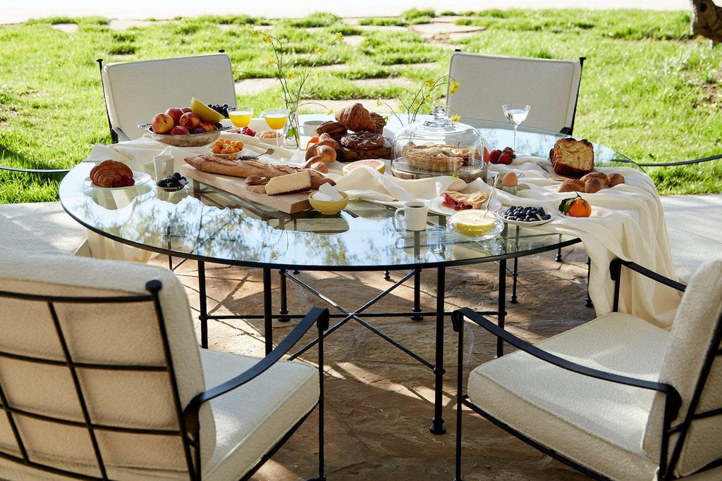 Table à manger d'extérieur en verre Provence