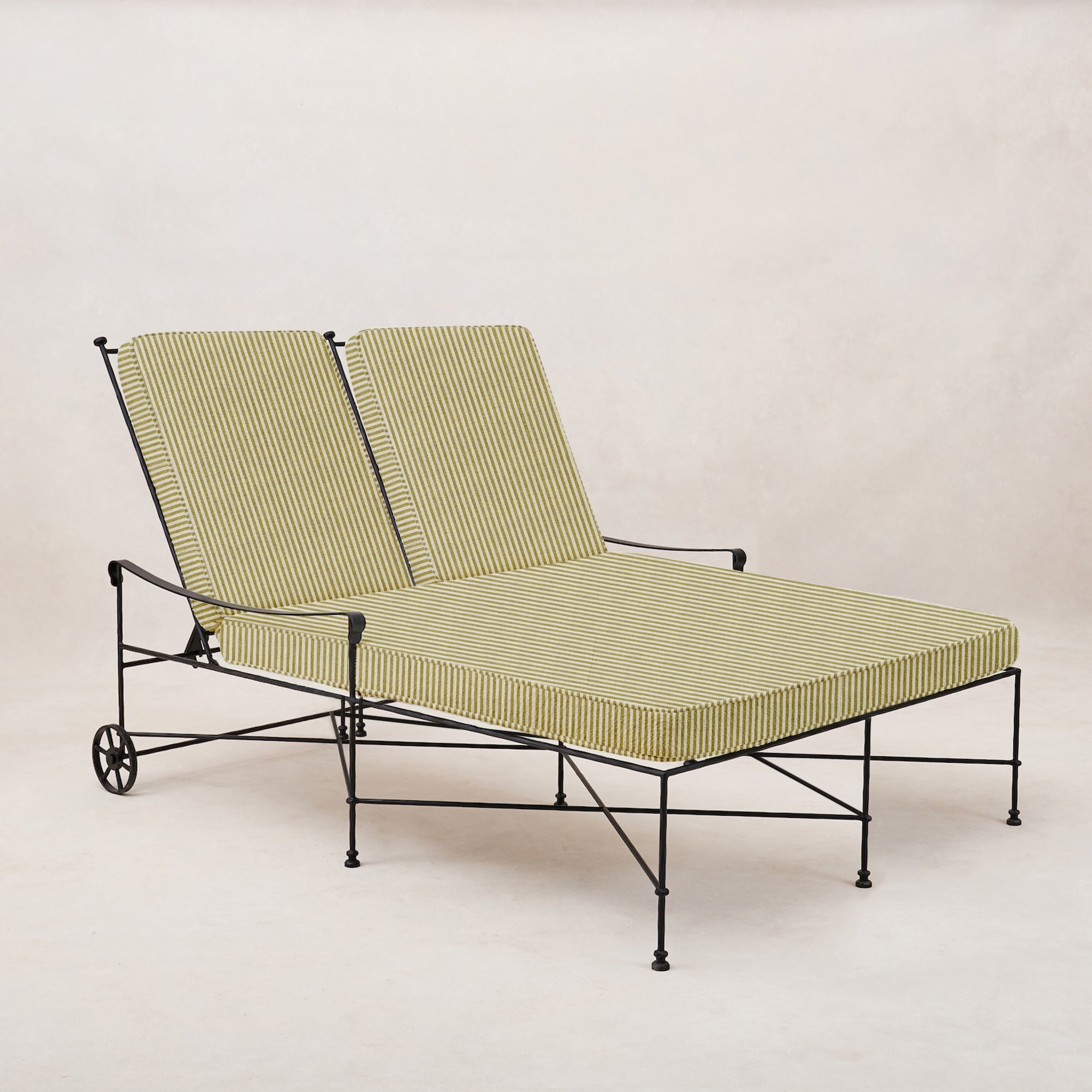 Chaise longue double d'extérieur Provence - Rayures olive