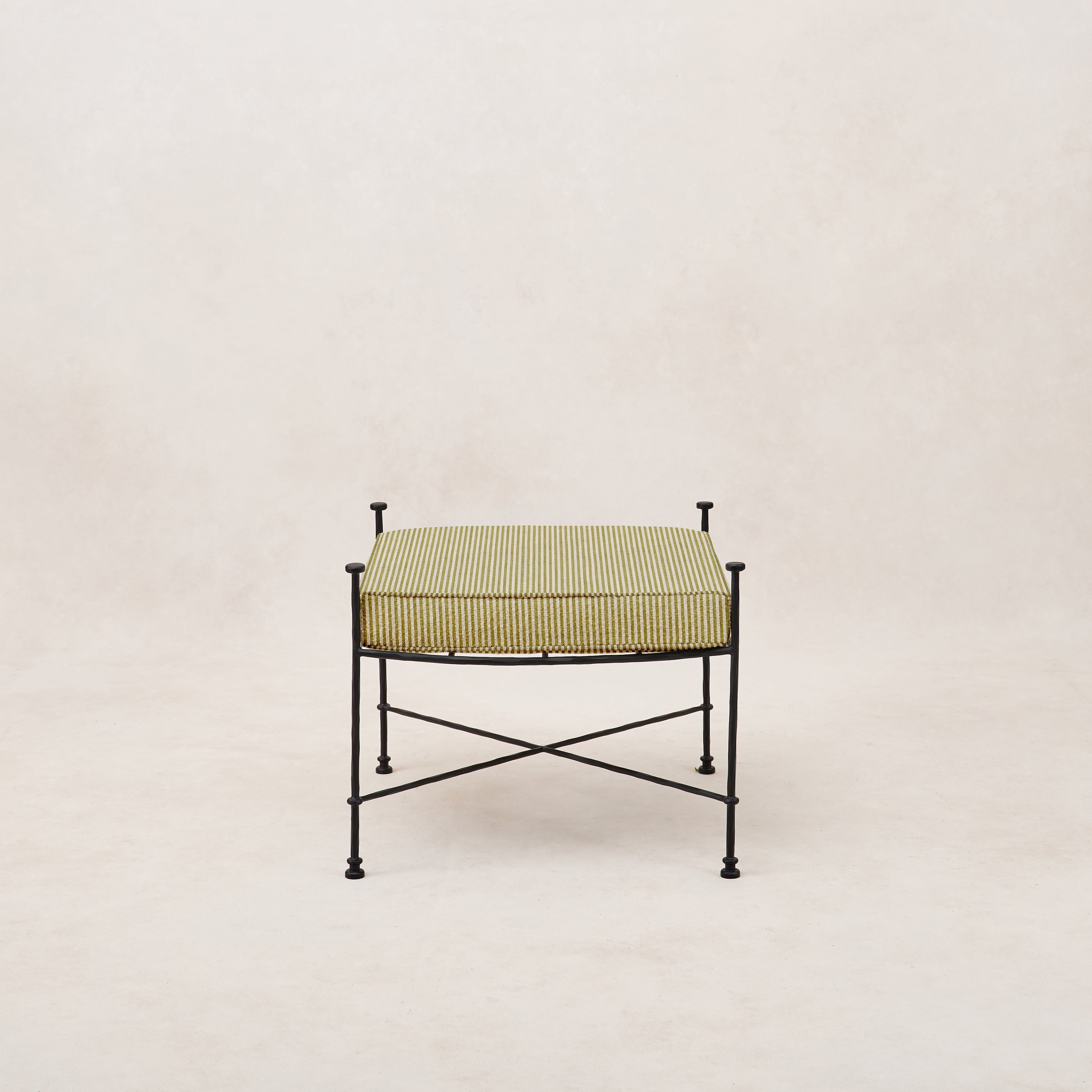 Pouf d'extérieur Provence - Rayé olive