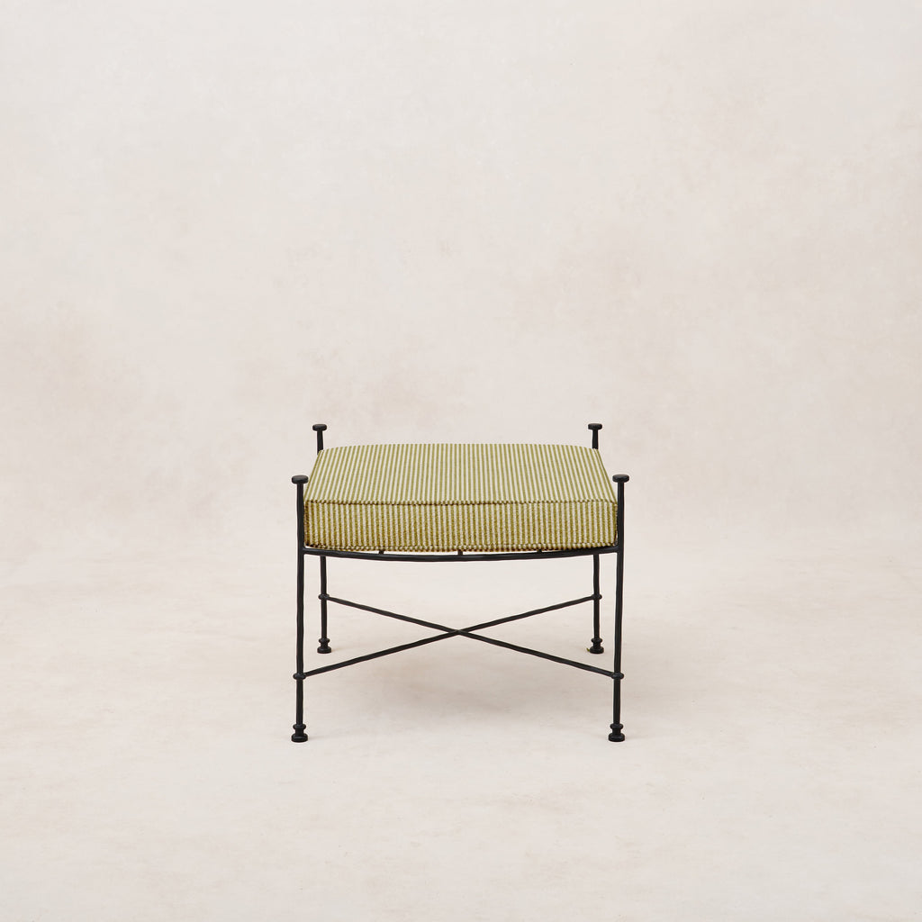 Pouf d'extérieur Provence - Rayé olive