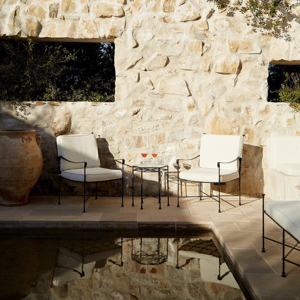 Table d'appoint d'extérieur en verre Provence