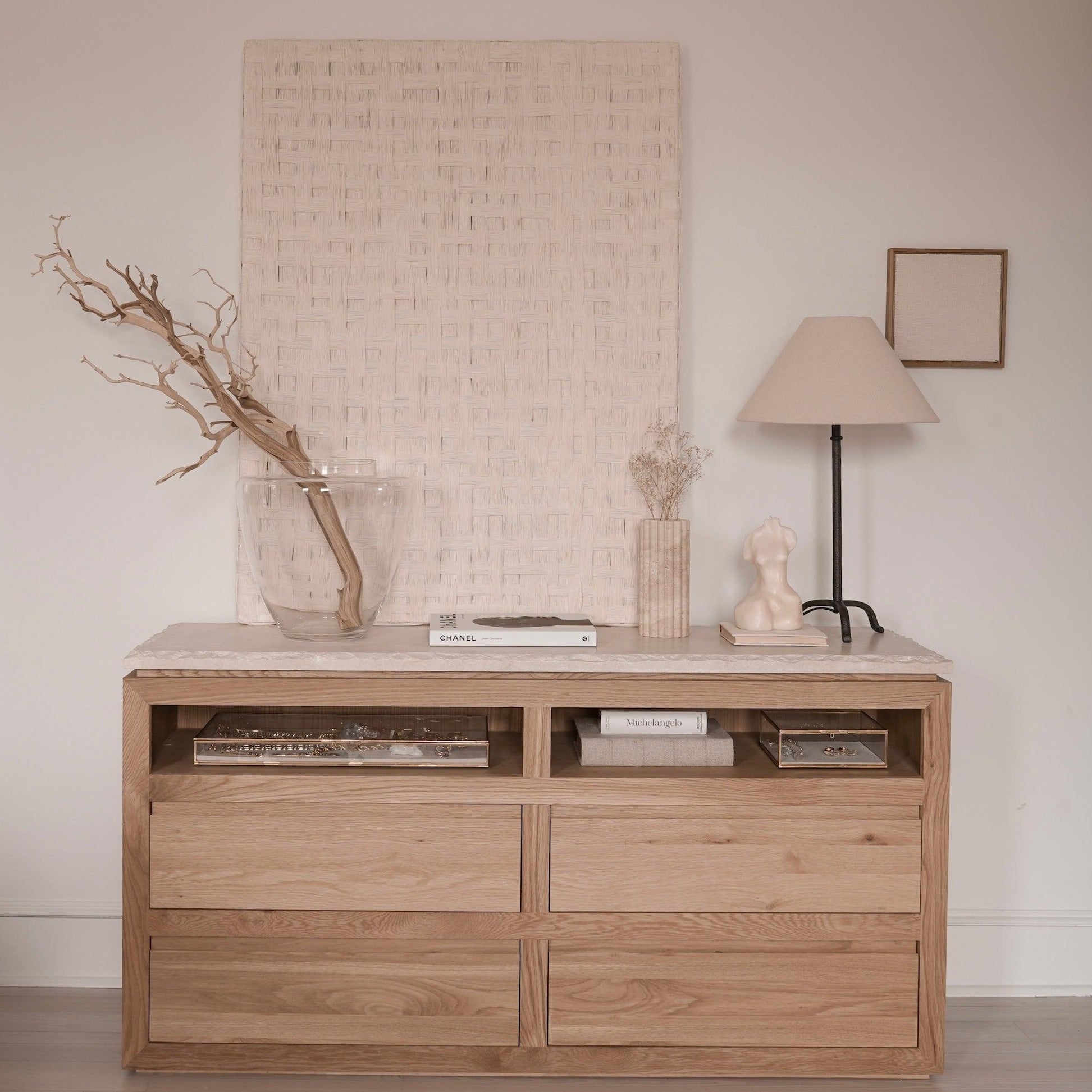 Commode en marbre Sofita - Chêne blanc